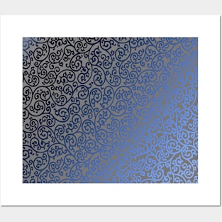 Art and craft Morris arabesque design on a blue background Posters and Art